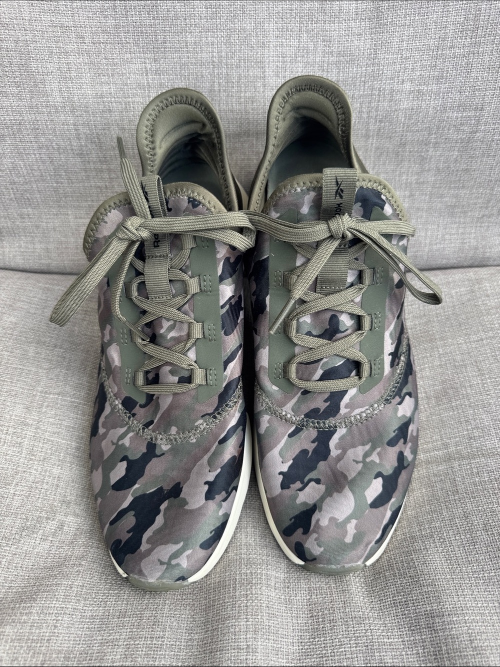 Reebok - DMX Moving Air Women’s Camouflage Lace-Up Sneakers - Olive/Gray/Black